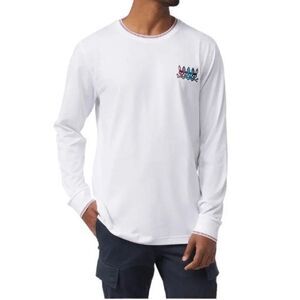 Psycho Bunny Men's Fiske Tipped Logo Crew-Neck Long Sleeve T-Shirt Size XS